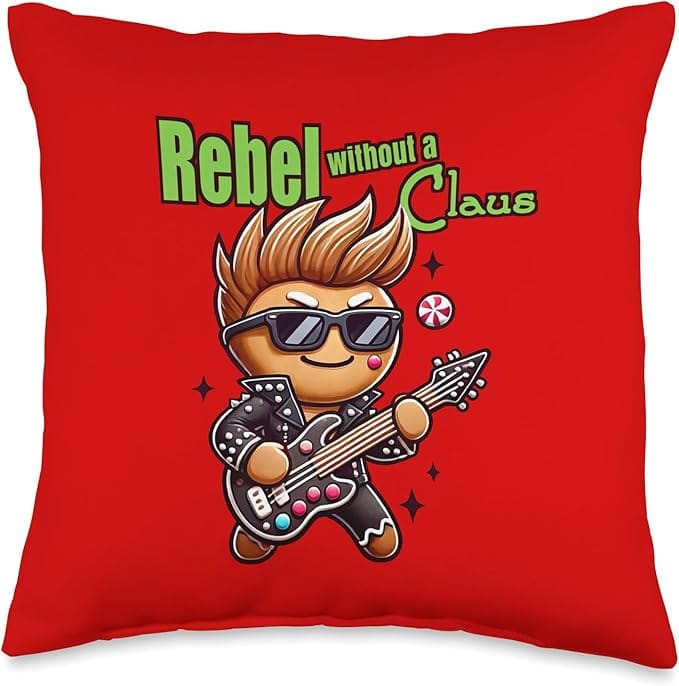 Rebel Without A Claus Funny Christmas Throw Pillow