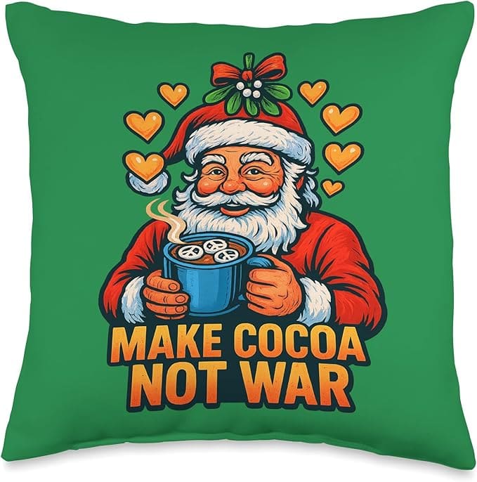 Funny hippie style Santa throw pillow.